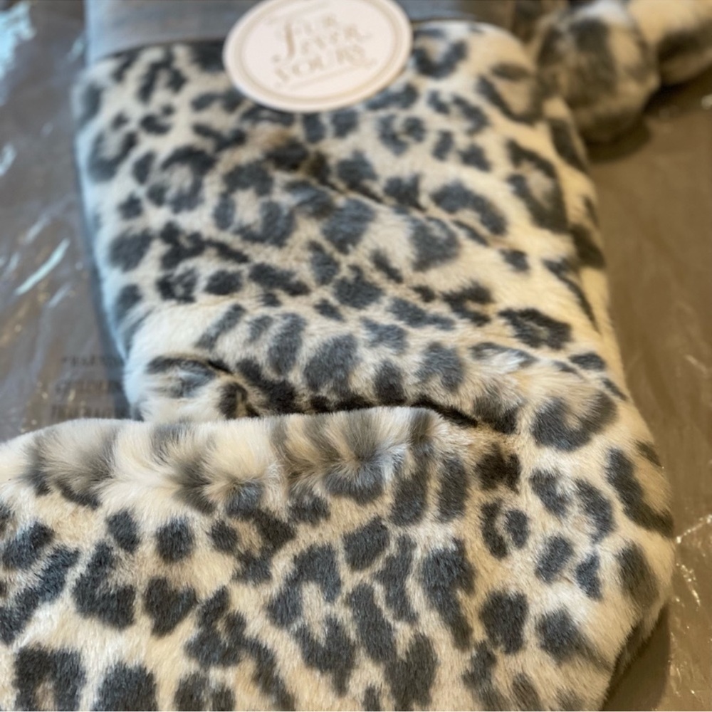 ✨Pottery Barn✨Faux Fur and Velvet Oversized Stocking with Pom Pom Detail NWT